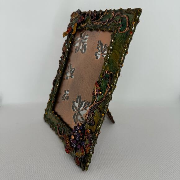 Jay Strongwater 4 x 6 Enamel & Swarovski Crystal Leaf Motif Frame - Picture 2 of 7